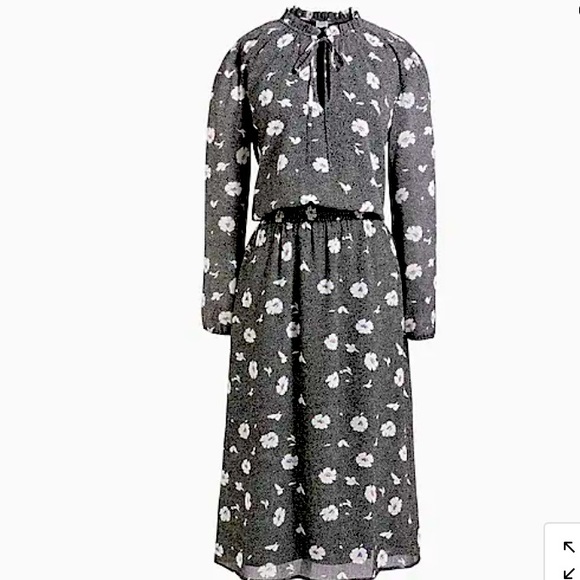 J.Crew factory black and white floral long sleeve dress size small - Picture 2 of 10